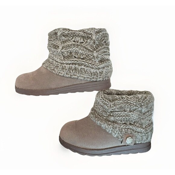 MukLuk Womens Gray Booties Size 7 Gray Sweater Tops Slip On Gently Used - Picture 6 of 9